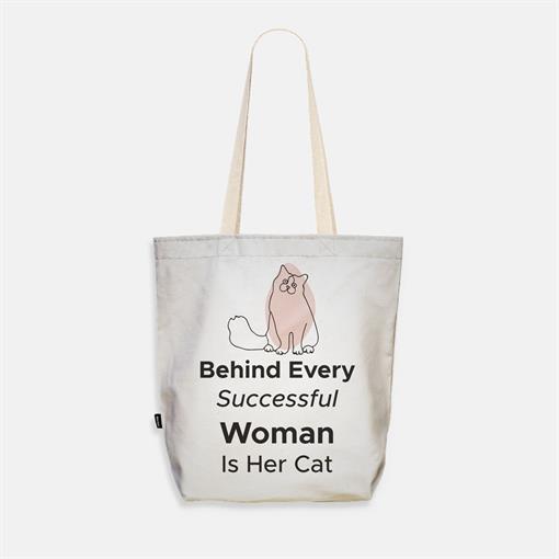 TINO Behind every Successful woman is her cat Tote Bag